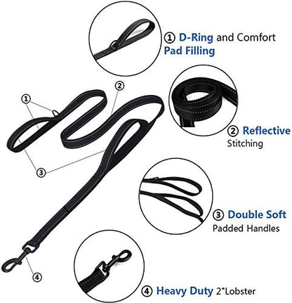 Dog Leash, Heavy Duty Dog Leash, Leashes for Large Breed Dogs .5FT.6FT, Double Handle Dog Leash, Reflective Training Lead, Perfect for Medium to Large Dogs(5FT,Purple)