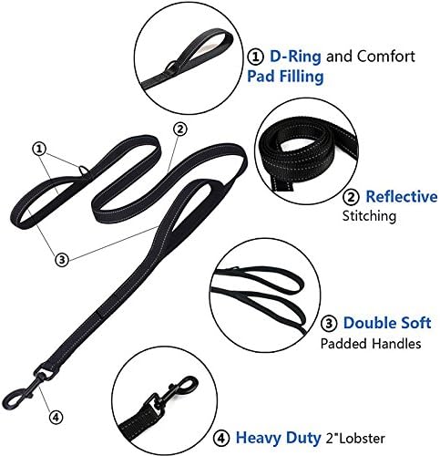 Dog Leash, Heavy Duty Dog Leash, Leashes for Large Breed Dogs 6FT, Double Handle Dog Leash, Reflective Training Lead, Perfect for Medium to Large Dogs(6FTBlue)