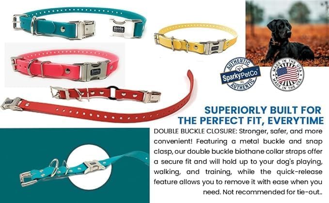 Sparky Pet Co - Zeus ECollar Replacement Strap - Bungee Loop Dog Collar - Waterproof Biothane - Adjustable - Double Buckle - Quick Snap Metal Clasp - for Invisible Fence Systems - 1"x 30" Grey Camo