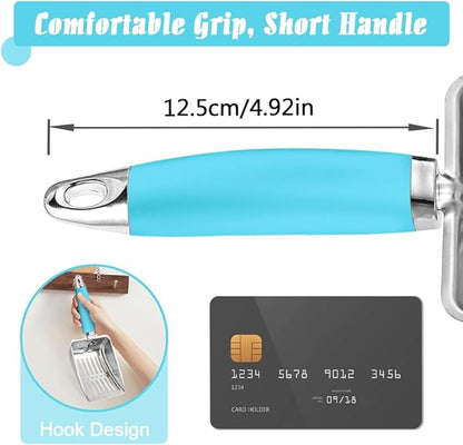 Apidgrowth Cat Litter Scoop - Stainless Steel Metal Cat Litter Scoop-Sturdy Mesh Scooper - Mesh Shovel-Easy to Clean - Suitable for Cat Litter Box -Blue-Christmas