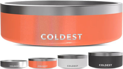 Coldest Dog Bowl - Anti Rust Metal, Non Slip, 3 Layers Insulated Stainless Steel Dog Bowls - Spill Proof & Heavy Duty - Water Bowl for Dogs, Cats & Pets, Dish Washer Safe (42 oz,Candy Red Glitter)