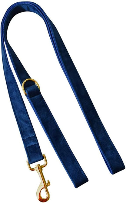 JAY D.L Dog Collar and Leash Set，Soft & Comfy Velvet Dog Collars with Heavy Duty Metal Buckle and Matching Lead Adjustable for Small Medium Large Dogs (XLarge, Royal Blue)