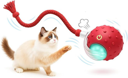 Outdoll Interactive Cat Toy Ball for Indoor Cats – Fast Rolling on Carpet, Motion Activated with Chirping Sounds, Smart Play Toy (Crimson)