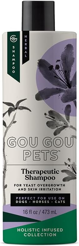 Gou Gou Pets Holistic Natural Anti-Fungal Shampoo for Dogs, Cats & Horses: Veterinarian Recommended: Relieve Itching & Flaking Skin Caused by Fungal Infections & Skin Conditions - Made in USA - 16 oz