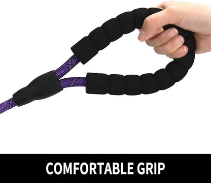 Panykoo 5/6 FT Strong Pet Dog Leash with Soft Padded Handle,Highly Reflective Rope for Night Walking,360-Degree Rotating Metal Buckle Without Tangles,Suitable for Small,Medium and Large Dogs.(5ft)