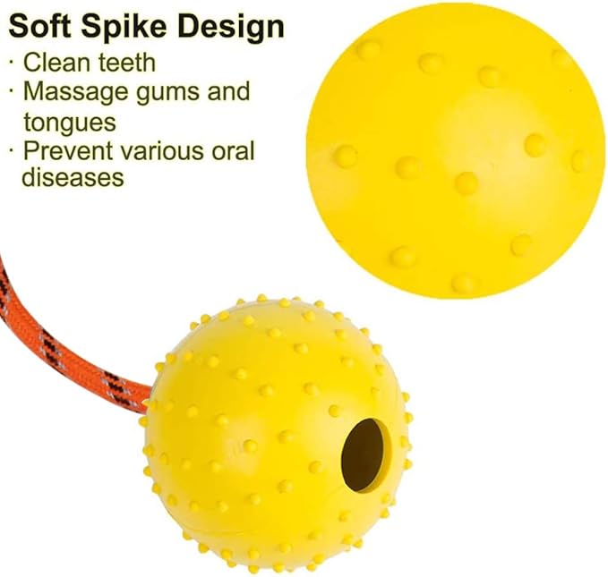 2 Pack Dog Ball, K9 Ball on Rope for Reward, Fetch, Play (7cm)