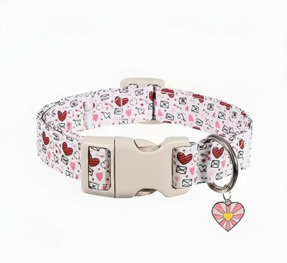 Small Dog Collar, Valentines Dog Collar, Adjustable Soft Valentine's Day Heart Design Puppy Collar for Extra Small Dogs, XS