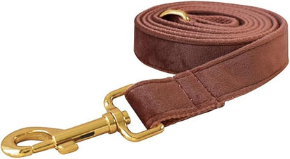 JAY D.L Dog Collar and Leash Set，Soft & Comfy Velvet Dog Collars with Heavy Duty Metal Buckle and Matching Lead Adjustable for Small Medium Large Dogs (Medium, Dark Pink)