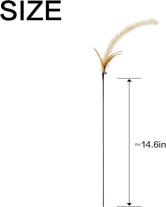 TTcat 3 Pcs Cat Wand Toys,Foxtail Grass Feather Stick Toys, Interactive Toys for Indoor Cat and Kitten.
