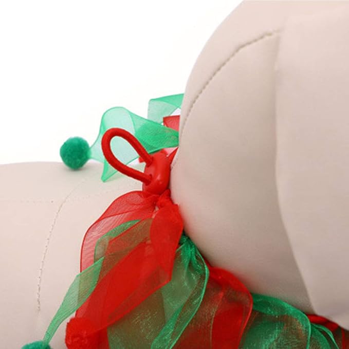 Christmas Pet Collar Ornaments Red Green Collar Adjustable Holiday Dress for Cat and Dog (S(30CM))