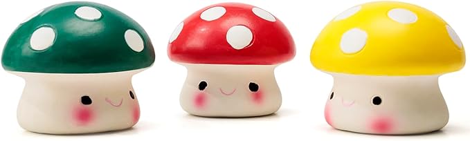 Pawdoer Squeaky Dog Toys, Soft Latex Squeaky Dog Ball for Small Dogs Puppies, Cute Bounce Squeak Mushroom Pet Toys
