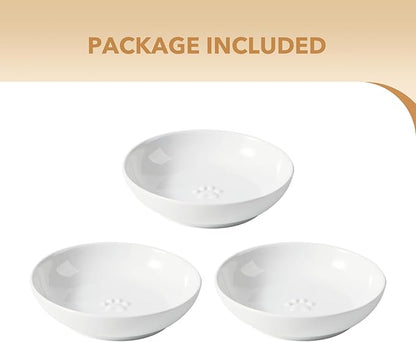 Havniva 5.7'' Ceramic Wide Whisker Friendly Cat Dishes, Set of 3 Ceramic Cat Bowls, Indoor Kitten Feeding Food& Water Dish to Prevent Whisker Fatigue(3 Pcs,White)