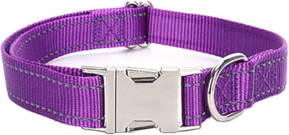 Love Dream Reflective Dog Collar with Metal Buckle, Adjustable Safety Nylon Dog Collars with Heavy Duty Quick Release Buckle for Small Medium Large Dogs, Pet Collar with ID Tag Ring