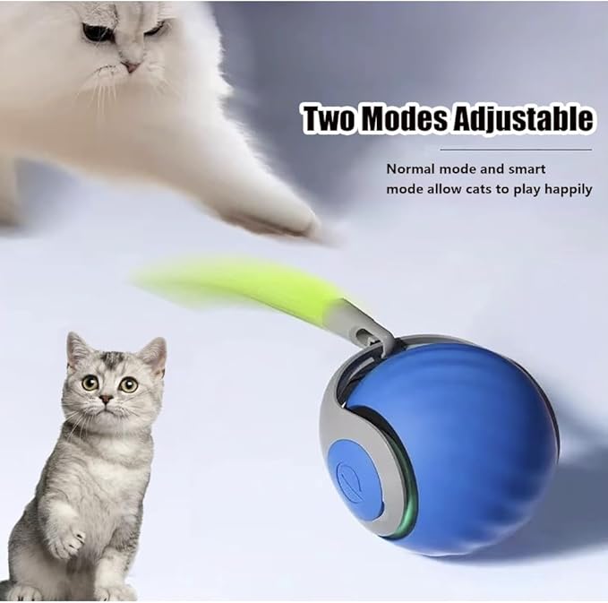 AMATFFUG Speediest Tail 2.0 Cat Toy,Interactive CatToy,CatToys for Indoor Cats,Chewie Viral Cat Ball,Adjustable Sports Rolling Toy,Electric Rolling Ball Christmas Birthday Gift for Pets