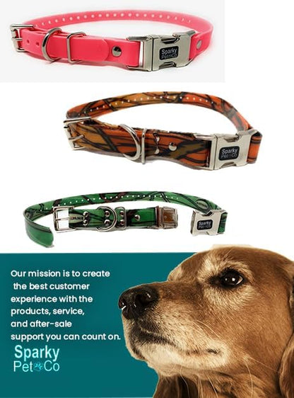 Sparky Pet Co - Apollo ECollar Replacement Strap - Dog Collar - Waterproof Biothane - Adjustable - Double Buckle - Quick Snap Metal Clasp - for Invisible Fence Systems - 1" x 30" (Orange Camo)