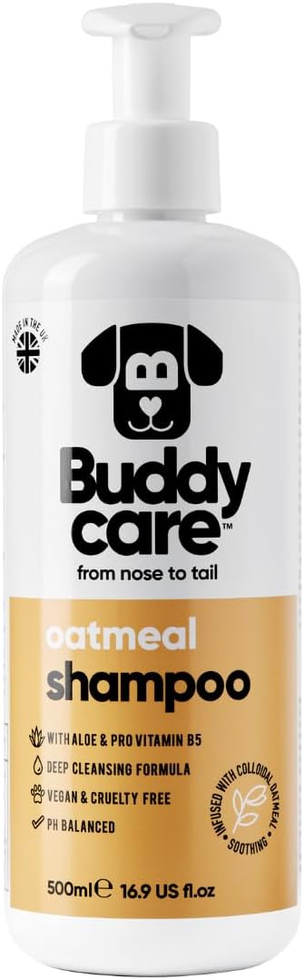 Oatmeal Dog Shampoo for Smelly Dogs (16.90oz) - Hypoallergenic & Itch Relief Formula, Gentle on Sensitive Skin, Includes Dog Shampoo and Conditioner - Essential Dog Grooming Supplies