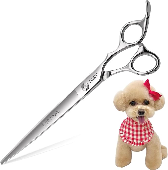 Professional Dog Grooming Scissors Straight 7.0'' Pet Grooming Shears for Cutting Dogs Thick Hair Small Medium Pet Cat (7.0 In, Straight)
