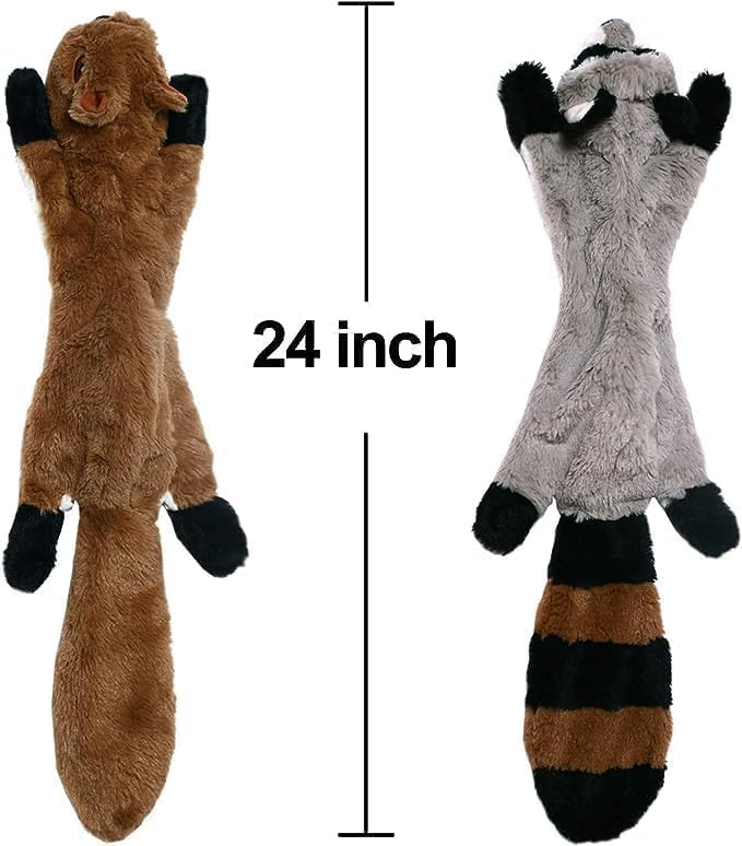 Plush Dog Squeaky Toys No Stuffing – Durable Crinkle Animal Chew Toys for Small Medium Dogs, Interactive Dog Tug Toys for Indoor Play and Training (5 Pack)