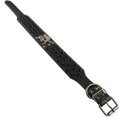 Serijoars Spiked Studded Dog Collar, PU Leather Dog Collar, Adjustable Pet Collars for Medium or Large Breed Pet (XL, Black2)