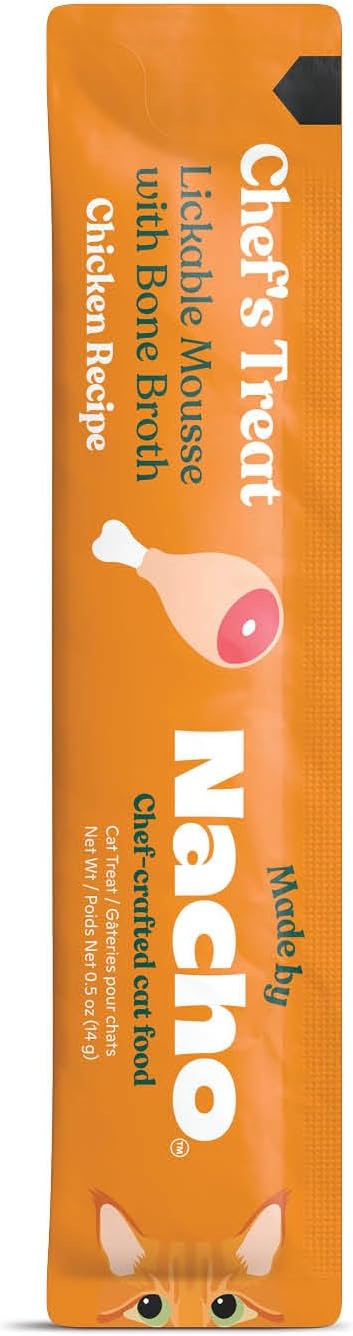 Made by Nacho Lickable Cat Treats Mousse Tubes 12 Count with Bone Broth Chicken Recipe (.5 oz) No Grains, Corn, Wheat or Soy