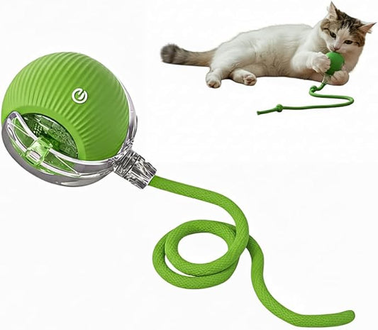 NatureTails Interactive Cat Toys for Indoor Cats,The 3rd Generation Agile Moving Cat Ball with Elastic Mesh Tail,Automatic Kitten Toys for Bored Indoor Adult Cats,Motion Activated (Green)