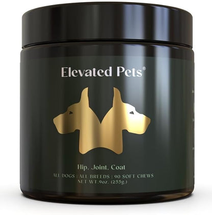 Ultra-Healthy Omega 3 Fish Oil Treats w/MSM, Glucosamine, Chondroitin, EPA/DHA for Dogs: Elevated Pets Fish Oil, Turmeric & Joint Supplement + Allergy Chews - Ultimate Dog Vitamin Supplement