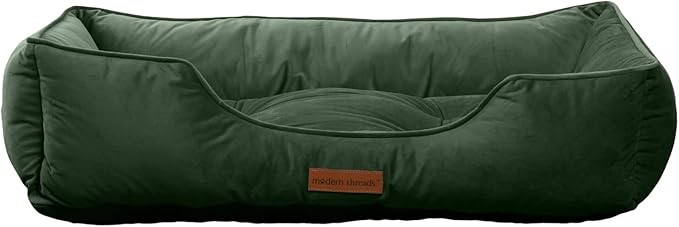 Modern Threads Luxury Dog Bed - Comfortable Tufted Velvet Cushion for Small to Large Dogs - Machine Washable - Durable & Cute Sleep Space for Pets - Pamper Your Pet with Cozy Beds - Forest Green