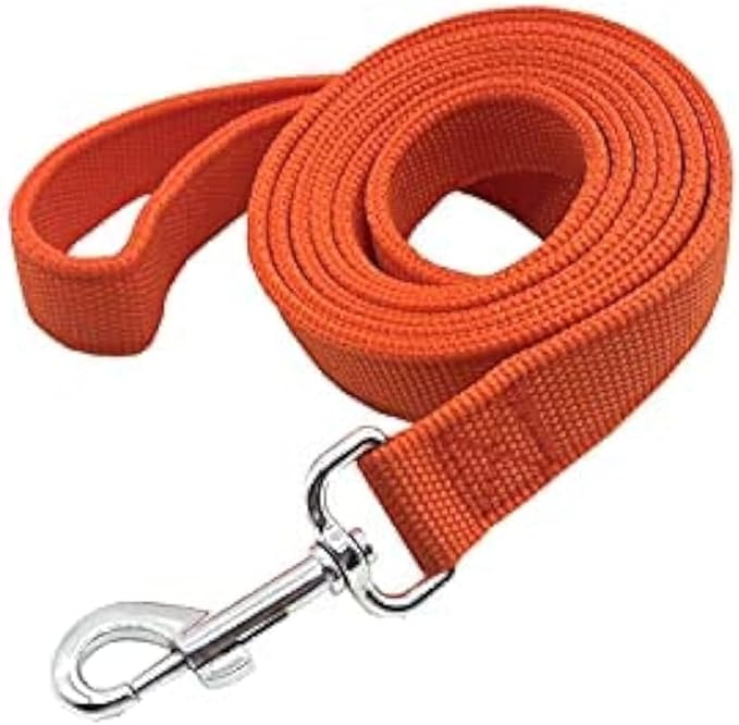Strong Nylon Dog Leash with 2-Layer, 4 FT/ 6 Feet Long, 1 Inch Wide for Medium Large Dogs (1'' x 7 FT, Orange)
