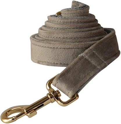 JAY D.L Dog Collar and Leash Set，Soft & Comfy Velvet Dog Collars with Heavy Duty Metal Buckle and Matching Lead Adjustable for Small Medium Large Dogs (XLarge, Grey)