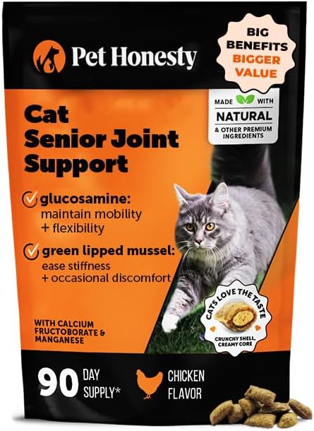 Cat Hip + Joint Health Chews – Crunchy & Creamy Cat Joint Support Supplement - Glucosamine, Chondroitin & Omega-3s – Supports Mobility, Flexibility & Comfort for Indoor & Outdoor Cats (Chicken 90-Day)