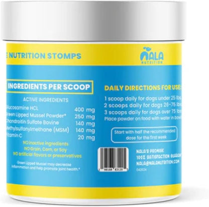 Nala Nutrition Advanced Hip and Joint Supplement for Dogs | Chondroitin, Vitamin and Glucosamine for Dogs | Dog Joint Supplement for Health + Mobility | 120 Scoops
