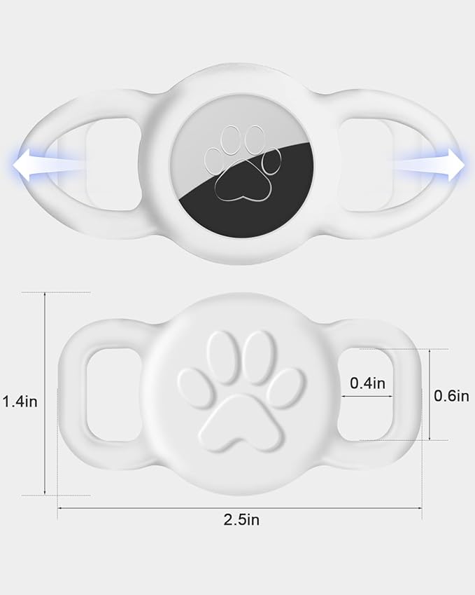 Dynmeow Dog Cat Collar Holder Compatible with Airtag, Anti-Lost Silcione Holder for 3/8 and 5/8 Inch Wide Collars, White, S(1 Pack)
