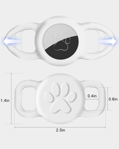 Dynmeow Dog Cat Collar Holder Compatible with Airtag, Anti-Lost Silcione Holder for 3/8 and 5/8 Inch Wide Collars, White, S(1 Pack)