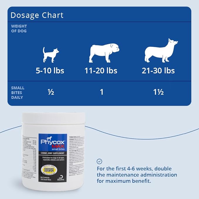 Phycox MAX Dog Joint Supplement Small Bites, 120 ct