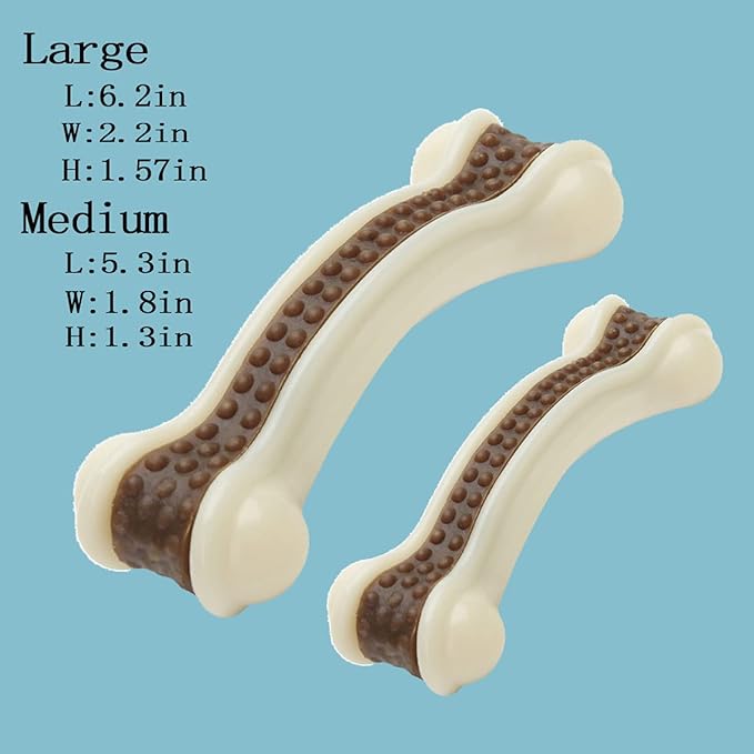 BETTEPROD Dog Chew Toys for Aggressive Chewers Large Breed,2 Pack Beef Flavor Indestructible Dog Teething Chew Toys Bones for Large/Medium/Small Puppies,Pet Toy with Nylon