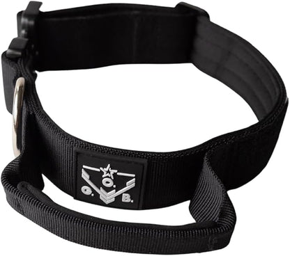 Operation Good Boy Tactical Dog Collar – Durable Military-Grade Nylon with Quick Release Buckle & Training Handle – Adjustable for Medium and Large Dogs (Black)