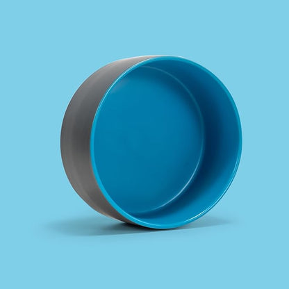 SPUNKYJUNKY 13.5OZ Ceramic Dog and Cat Bowl, Modern Cute Weighted Food Water Bowl for Replacement Blue-Grey (1 Pack)