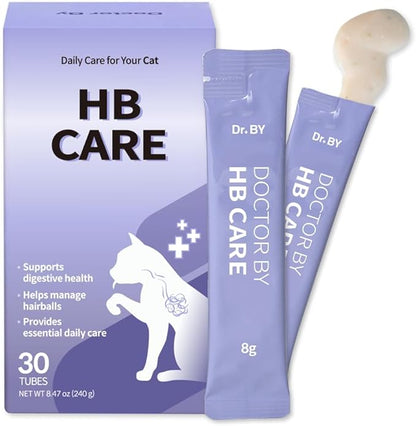 Doctor By HB Care Cat Hairball Supplement-Hairball Treatment for Cats Furball Control Relief Remedy & Digestive Support with Omega-3, Chitosan lickable Formula Individuallly Packaged (1Pack, 30 Count)