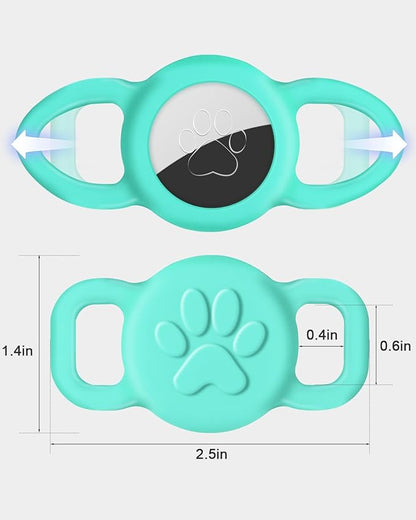 Dynmeow Dog Cat Collar Holder Compatible with Airtag, Anti-Lost Silcione Holder for 3/8 and 5/8 Inch Wide Collars, Turquoise, S(1 Pack)