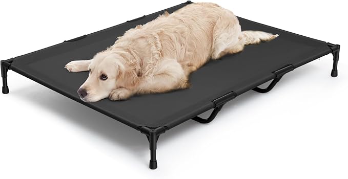Love&go Elevated Dog Bed with Metal Frame, Cooling Raised Pet Cot for Dog and Cat (XL - Black, XLarge- 44x34x5.5 inch)