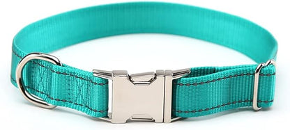 Love Dream Reflective Dog Collar with Metal Buckle, Adjustable Safety Nylon Dog Collars with Heavy Duty Quick Release Buckle for Small Medium Large Dogs, Pet Collar with ID Tag Ring