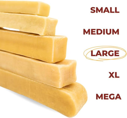 Bully Bunches Large Authentic Yak Cheese Himalayan Chews for Large Dogs & Heavy Chewers - All Natural Dog Treat Dental Chews, Made with Real Yak Milk - Lactose & Rawhide Free (2 Pk)