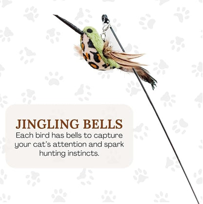 GADGETSOLOGY Interactive Bird Simulation Cat Toy Set Interactive Cat Toys for Indoor Cats Cat Feather Toy 5 Replacement Birds Realistic Feathers & Bells