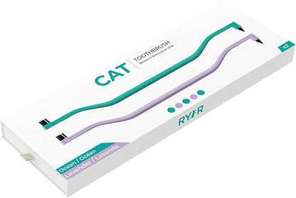 RYERCAT Set of 2 Dual Sided Cat Toothbrush - Kitten Toothbrush with Micro Head to fit into Cat/Kittens Mouth - Cat Dental Care Supplies - Pet Toothbrush for Cats(Lavender Purple & Ocean Blue)