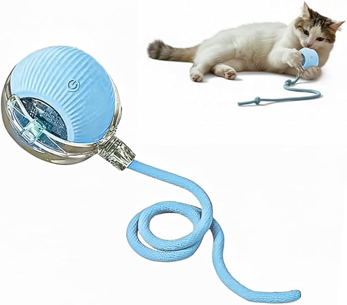 NatureTails Interactive Cat Toys for Indoor Cats,The 3rd Generation Agile Moving Cat Ball with Elastic Mesh Tail,Automatic Kitten Toys for Bored Indoor Adult Cats,Motion Activated (Blue)