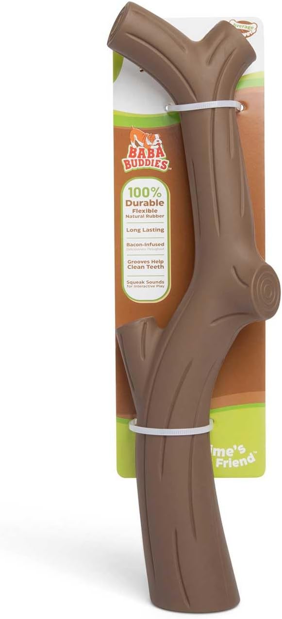 Durable Dog Toy for Power Chewers - 100% Natural Rubber Squeaky Toy for Large & Medium Breeds - Bacon Flavored Dental Chew for Fetch & Tug of War - Safe, Non-Toxic & Safety Tested