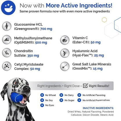 TopDog Health GlycanAid HA Advanced Joint Nutrition for Dogs (150 Chewable Tablets) Made in USA with USA Ingredients: Glucosamine HCL, Chondroitin, Hyaluronic Acid, MSM