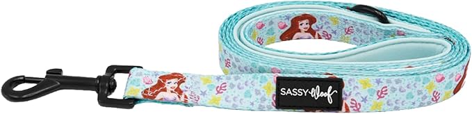 Sassy Woof Disney Princess Little Mermaid Ariel Dog Leash 60-Inch with Neoprene Padded Handle - Comfortable, Durable, and Stylish for Small to Large Dogs - Officially Licensed
