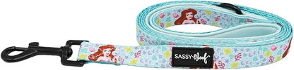 Sassy Woof Disney Princess Little Mermaid Ariel Dog Leash 60-Inch with Neoprene Padded Handle - Comfortable, Durable, and Stylish for Small to Large Dogs - Officially Licensed