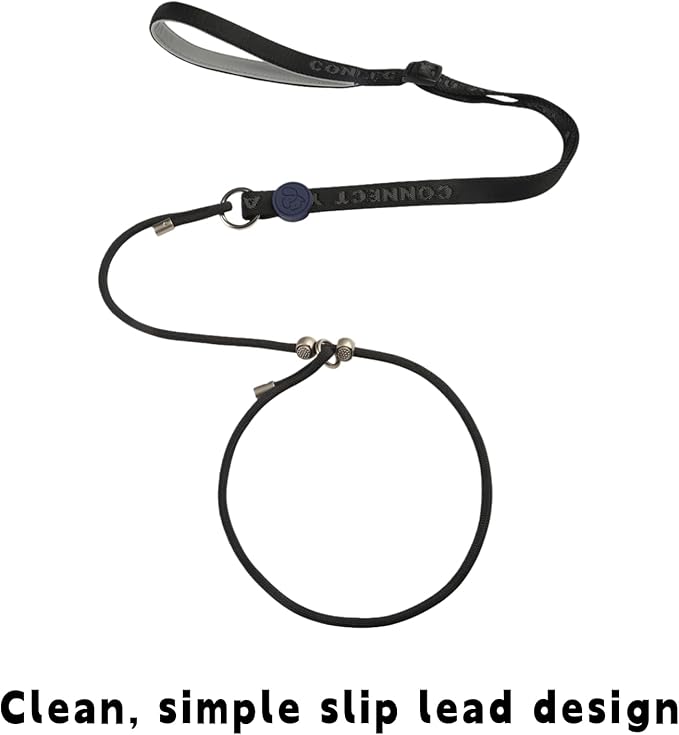 EVERKING Dog Slip Lead Dog Training Leash, No-Pull Slip Leash and Collar,Nylon Material Heavy-Duty and Durable,with Comfortable Padded Handle,Suitable for All Dogs (Black(4.9-5.9FT-Metal Buckle))